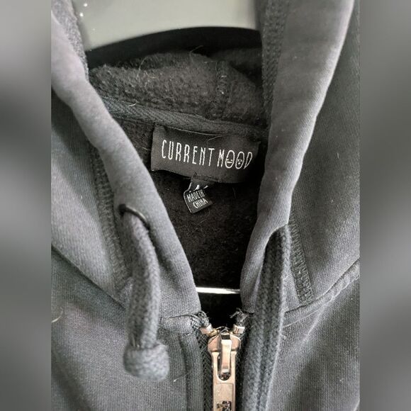 Dolls Kill X Current Mood Colab Medium Embroidered Exclusive Crew Black Hoodie. - Picture 6 of 6